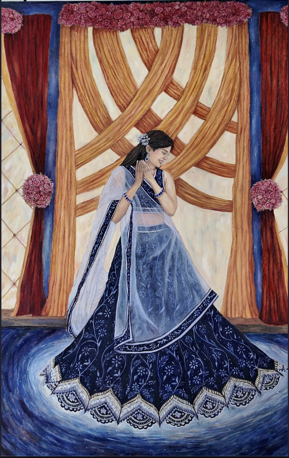 Reunion — a dancer in a deep blue lehenga